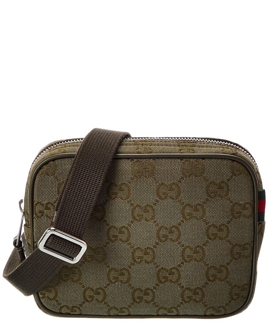 Gucci Gg Canvas & Leather Crossbody In Green