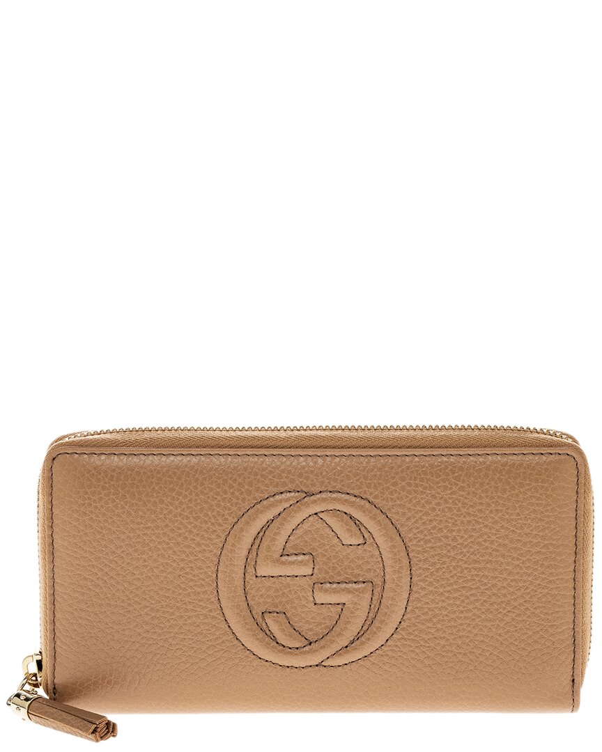 Gucci Soho Leather Zip Around Wallet In Beige