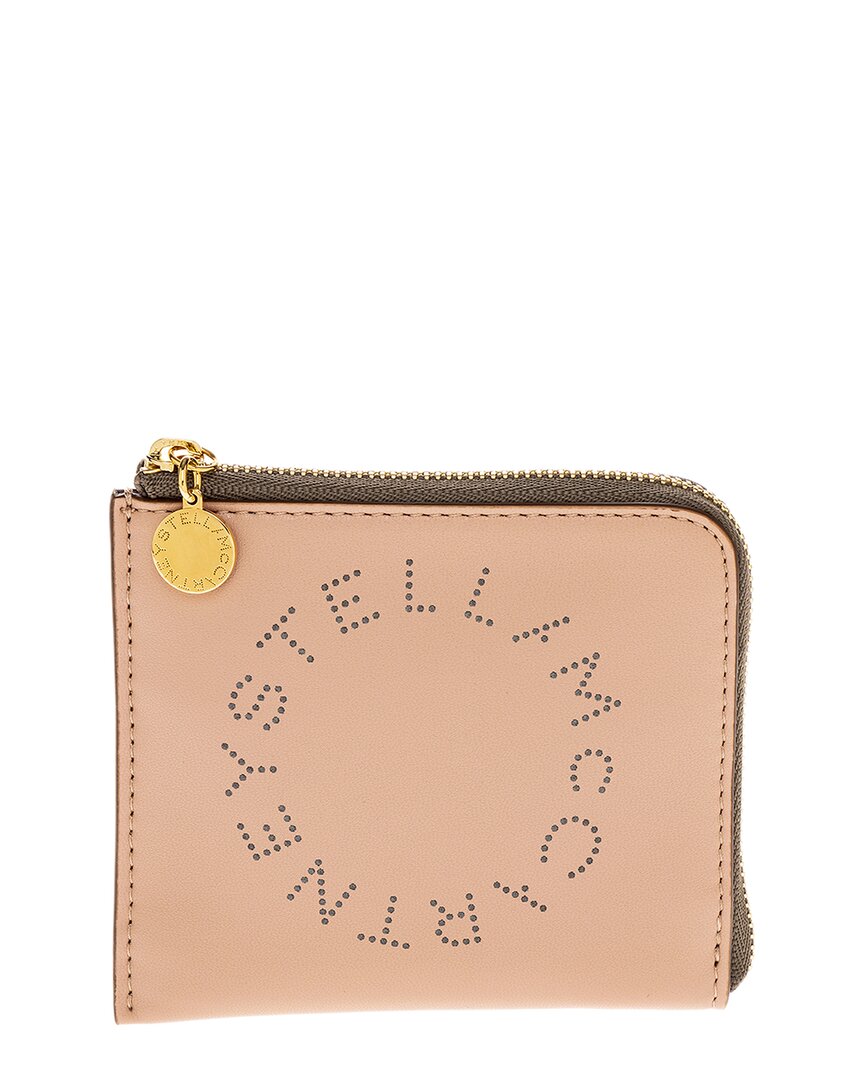 Stella Mccartney Perforated Logo Zip Card Holder In Pink