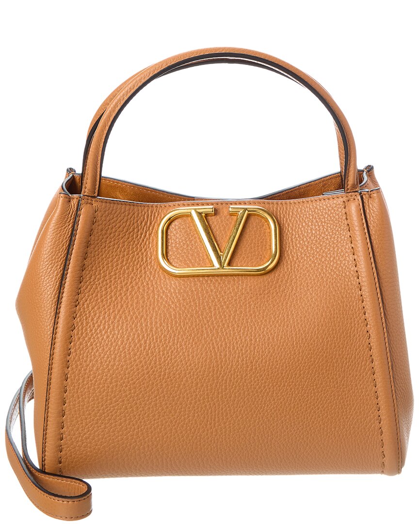 Valentino Alltime Medium Leather Satchel In Brown