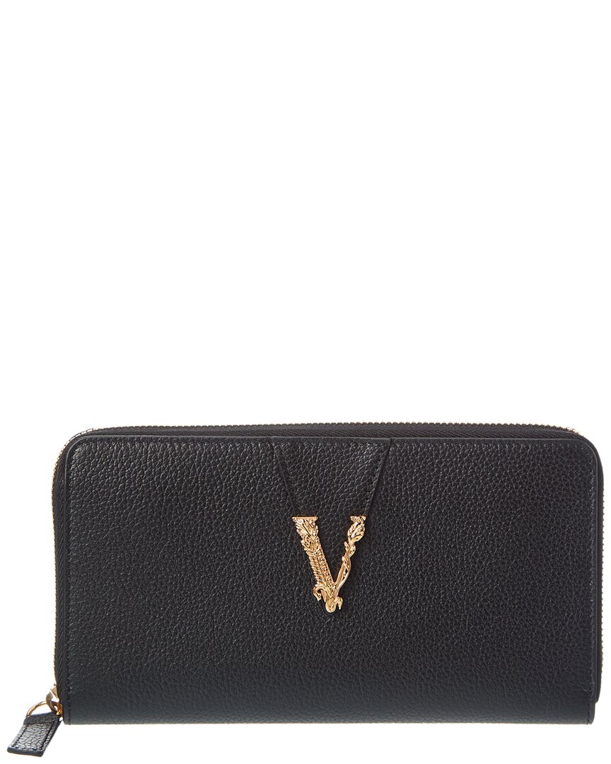 Versace Virtus Leather Zip Around Wallet