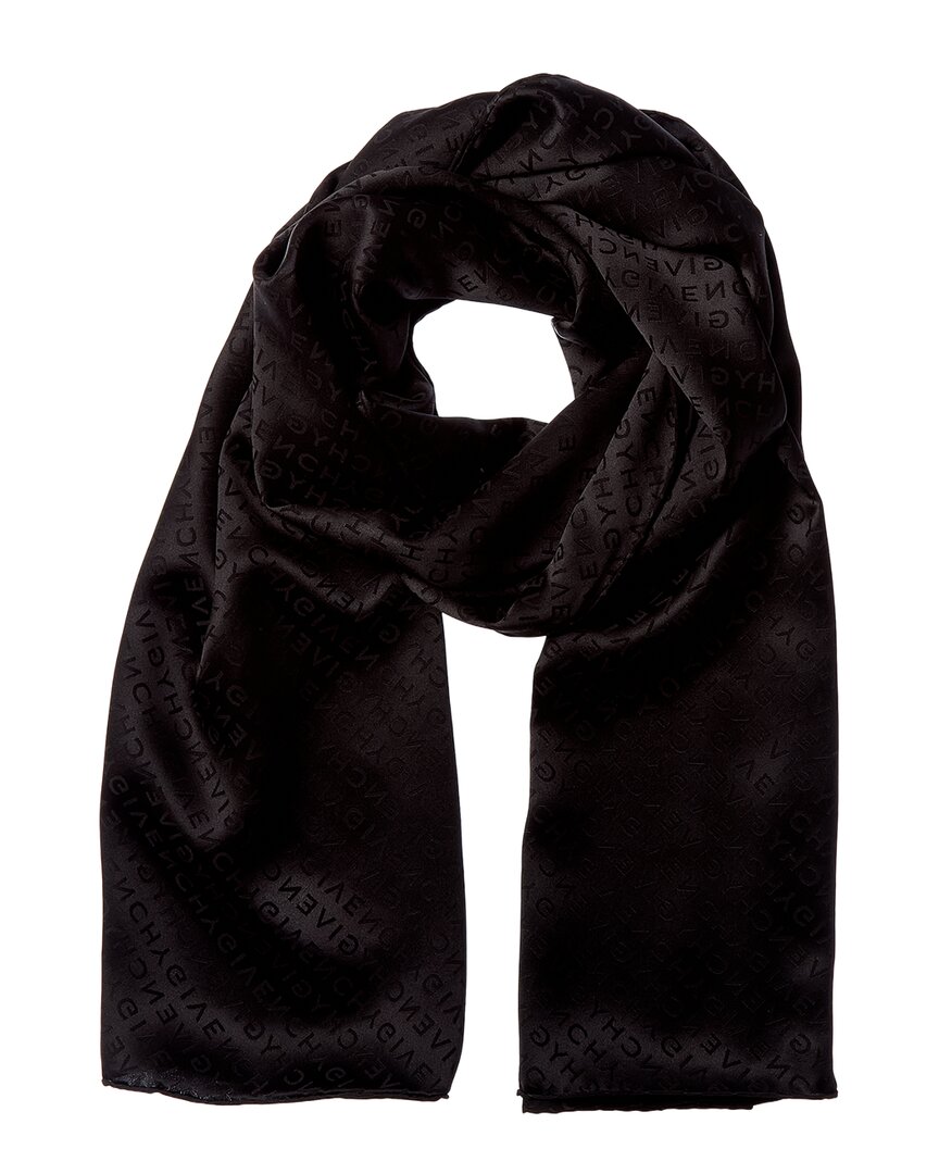 Givenchy Logo Silk Scarf In Black