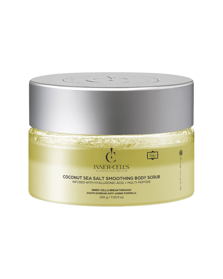 Inner Cells Unisex 7oz Coconut Sea Salt Smoothing Body Scrub Infused With Hyaluronic Acid + Multi-pe