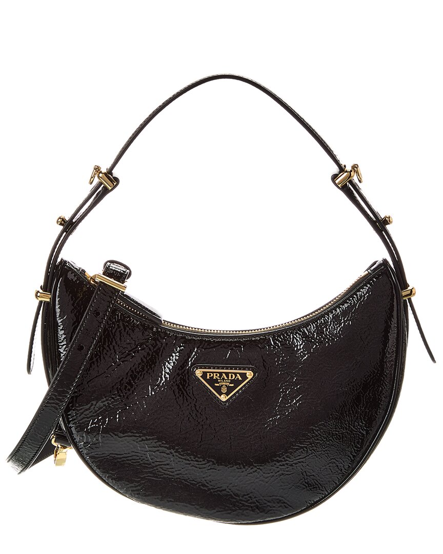 Prada Arque Leather Hobo Bag In Black