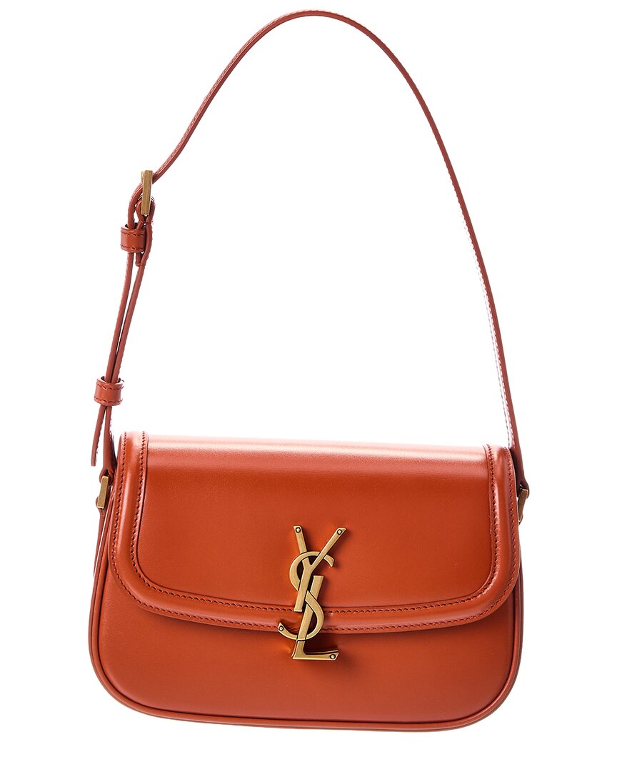 Saint Laurent Solferino Mini Leather Clutch In Orange