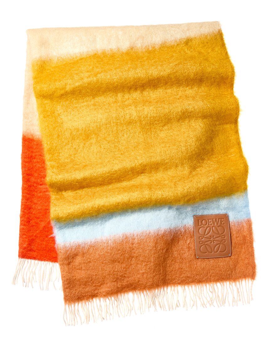 Loewe Mohair & Wool-blend Scarf In Yellow