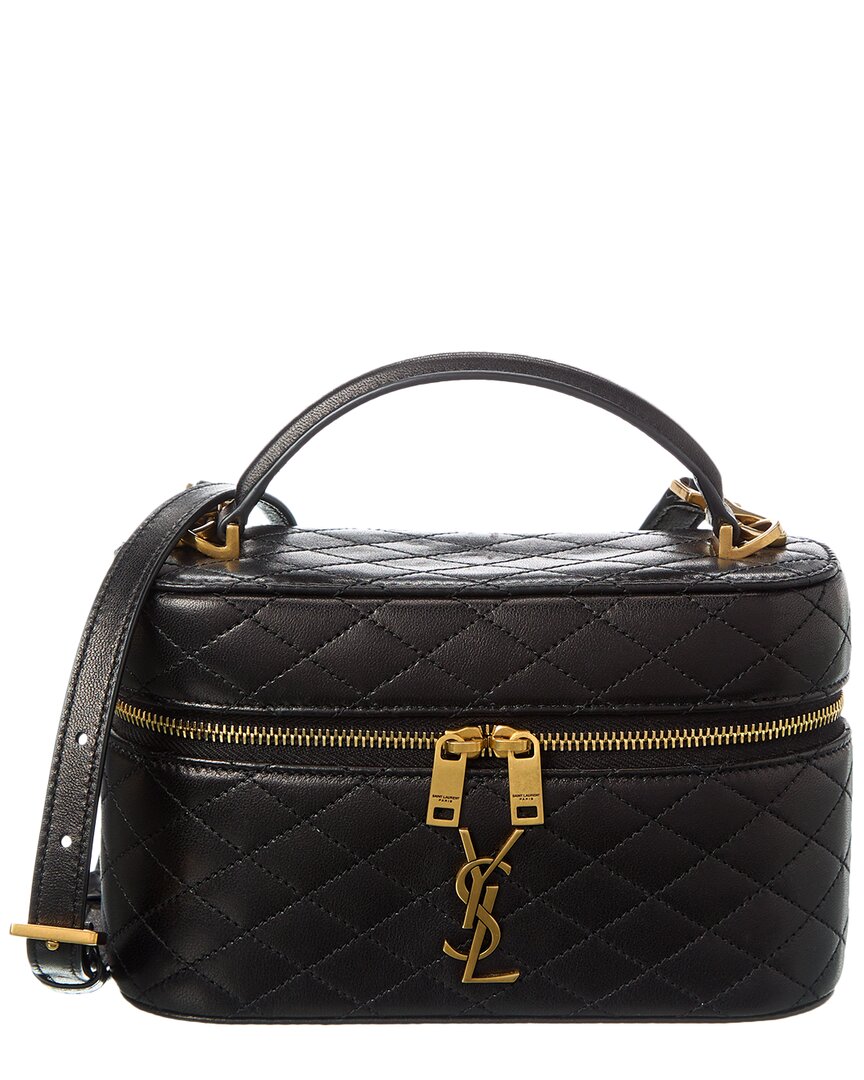 Saint Laurent Gaby Quilted Leather Vanity Bag In Black