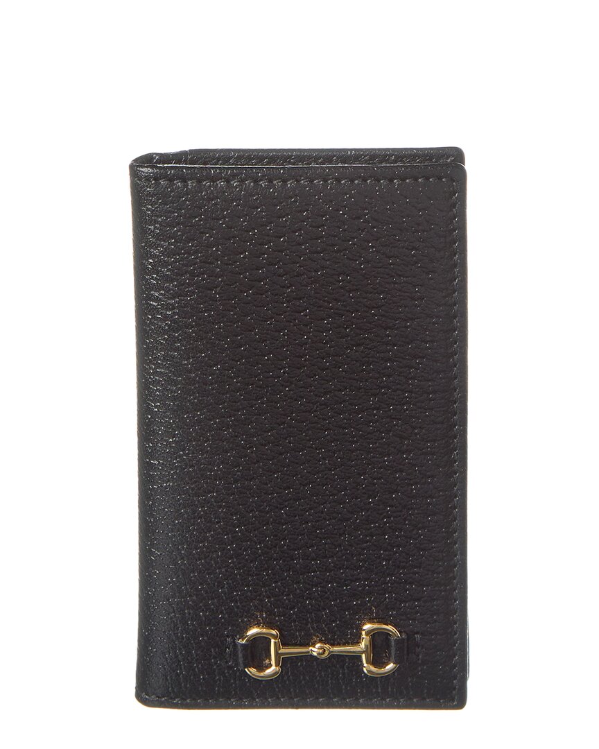 Shop Gucci Horsebit Leather Card Holder In Black