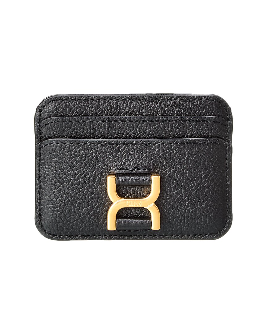 Shop Chloé Marcie Leather Card Case In Black