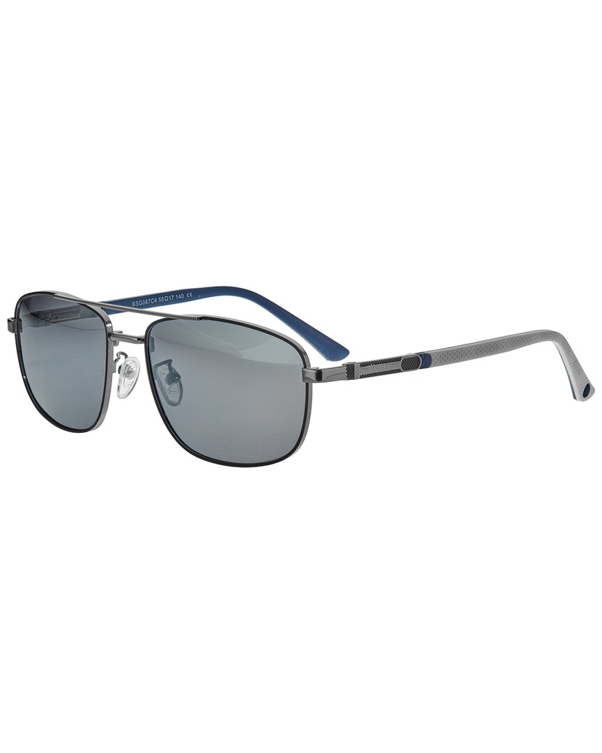 Breed Mens Gunmetal Rectangular Sunglasses Bsg067c4 In Blue,gunmetal,silver Tone