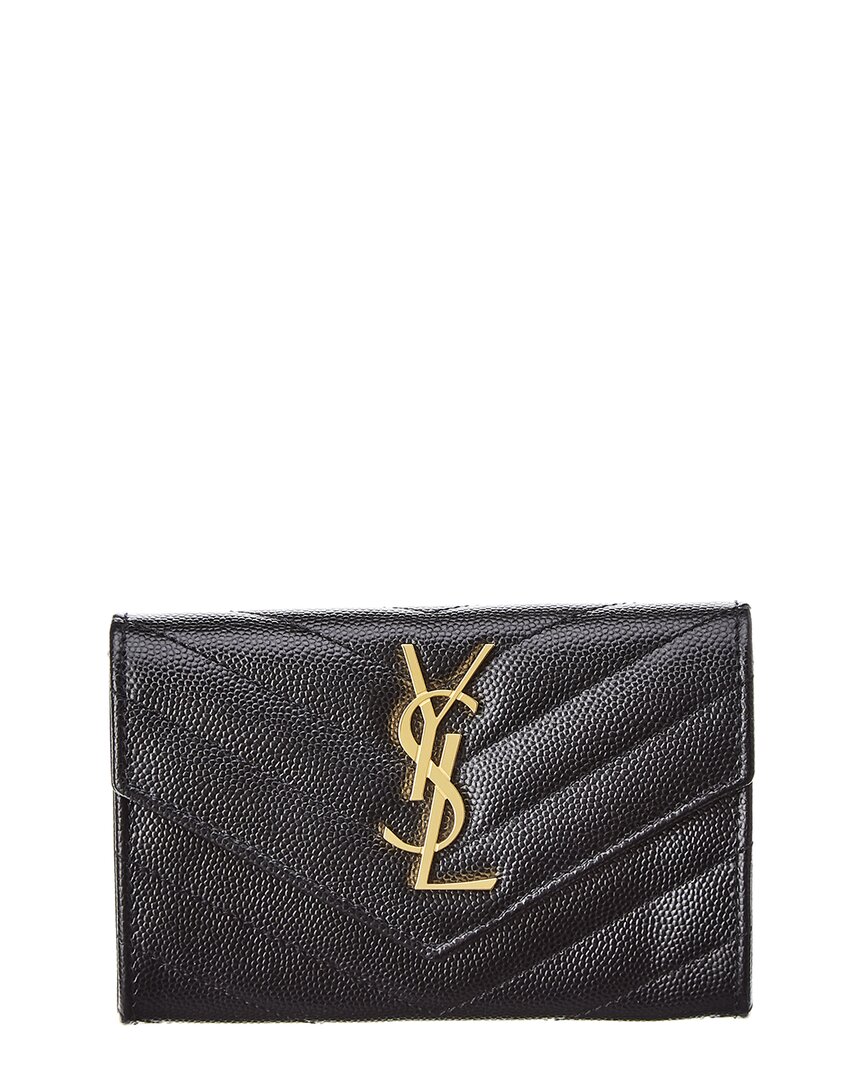 Saint Laurent Envelope Small Leather Wallet In Black
