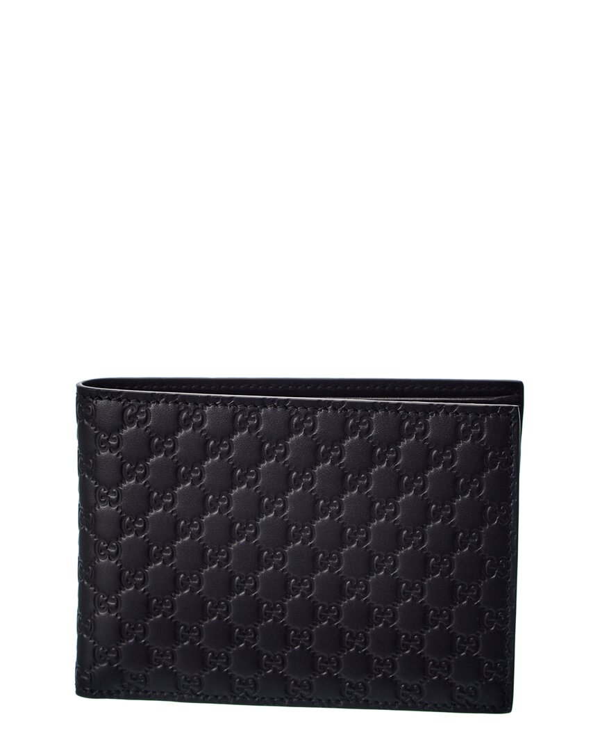 Gucci Microssima Leather Bifold Wallet In Black | ModeSens