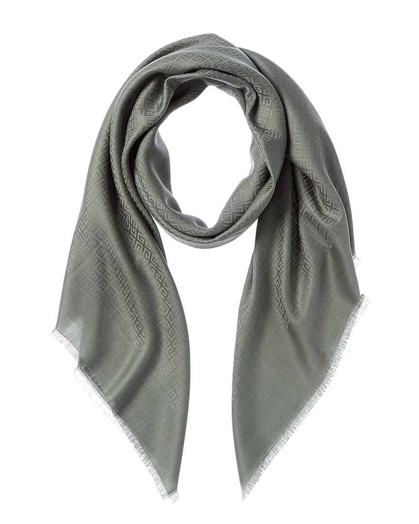 Givenchy 4g Square Large Wool & Silk-blend Scarf In Green