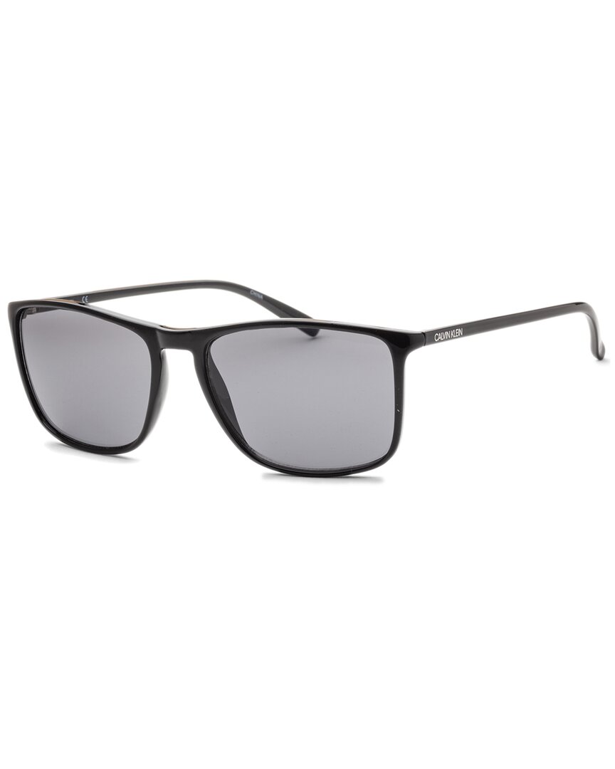 Calvin Klein Grey Rectangular Mens Sunglasses Ck20524s 001 57 In Black / Grey