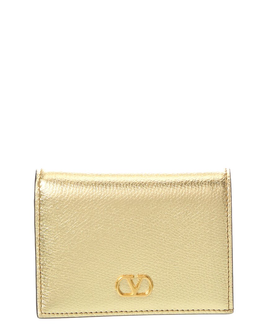 Valentino Garavani Valentino Vlogo Signature Leather Card Case In Gold