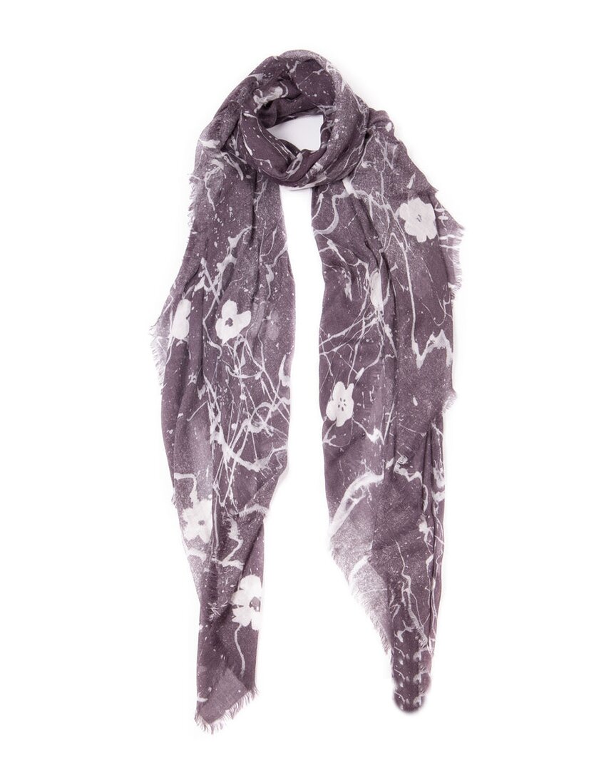 Blue Pacific Floral Fade Cashmere-blend Scarf In Black