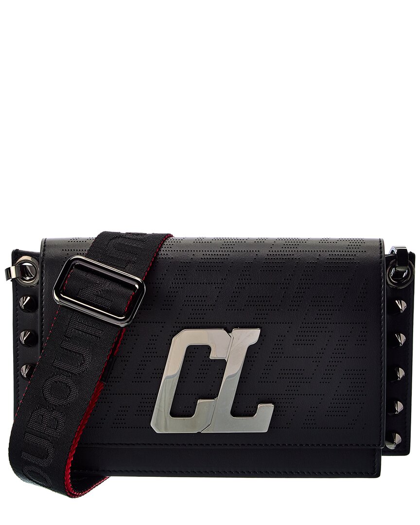 Christian Louboutin Wallstrap Techno Leather Cross-body Bag In Black