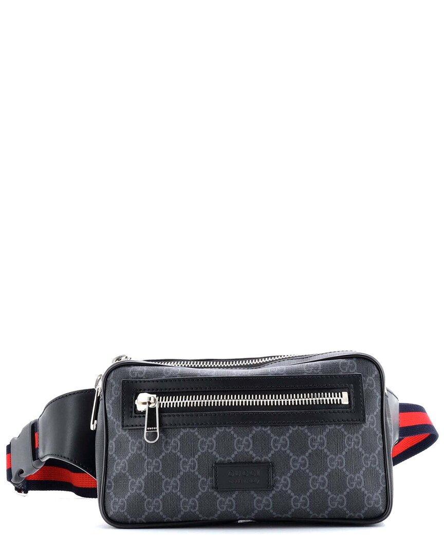 Gucci Black Gg Supreme Web Zip Belt Bag (authentic Pre-loved) In Blue
