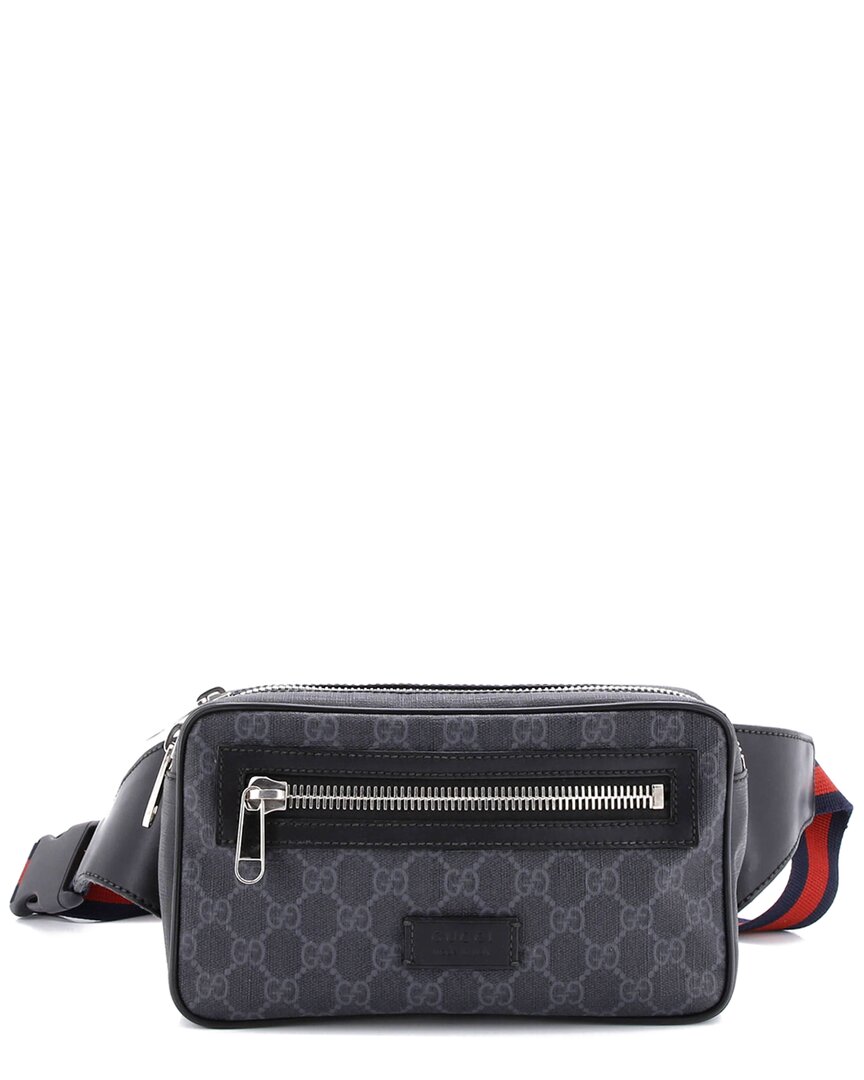 Gucci Black Gg Supreme Web Zip Belt Bag (authentic Pre-loved) In Blue