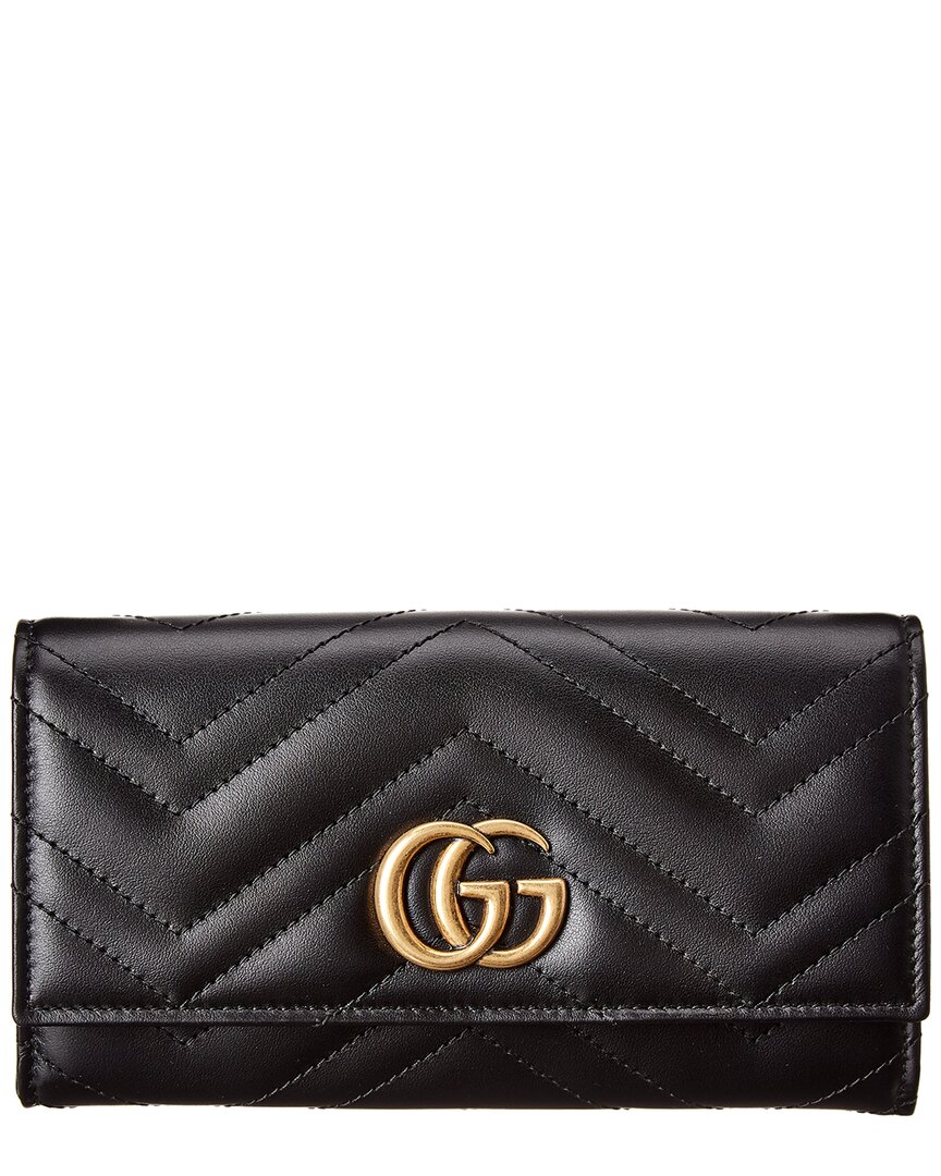 Gucci Gg Marmont Matelasse Leather Continental Wallet In Black