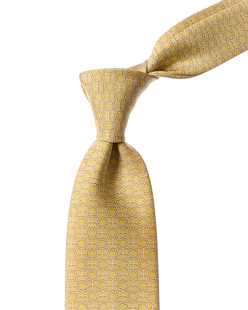 Shop Ferragamo Yellow Totem Silk Tie