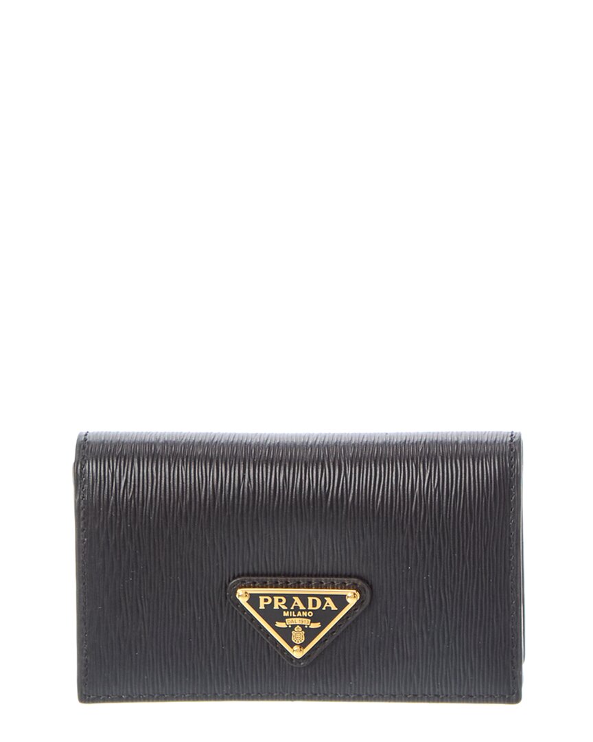 Prada Leather Card Case In Black