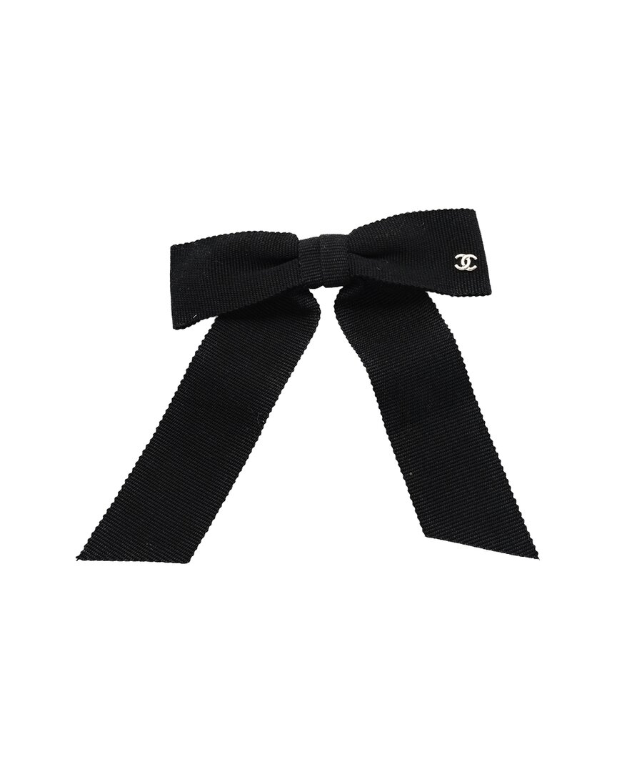 Pre-owned Chanel Grosgrain Bow Cc Hair Clip (authentic Pre-loved)