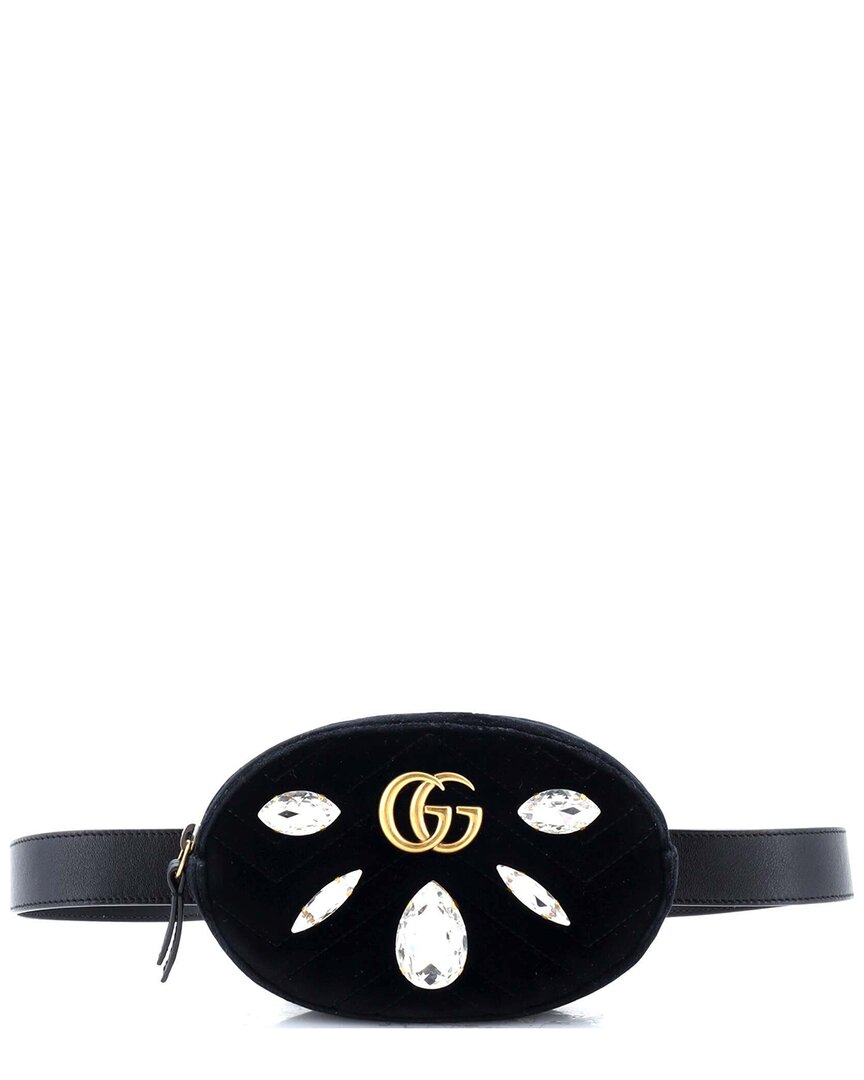Gucci Gg Marmont Belt Bag Embellished Matelassé Velvet (authentic Pre-loved)