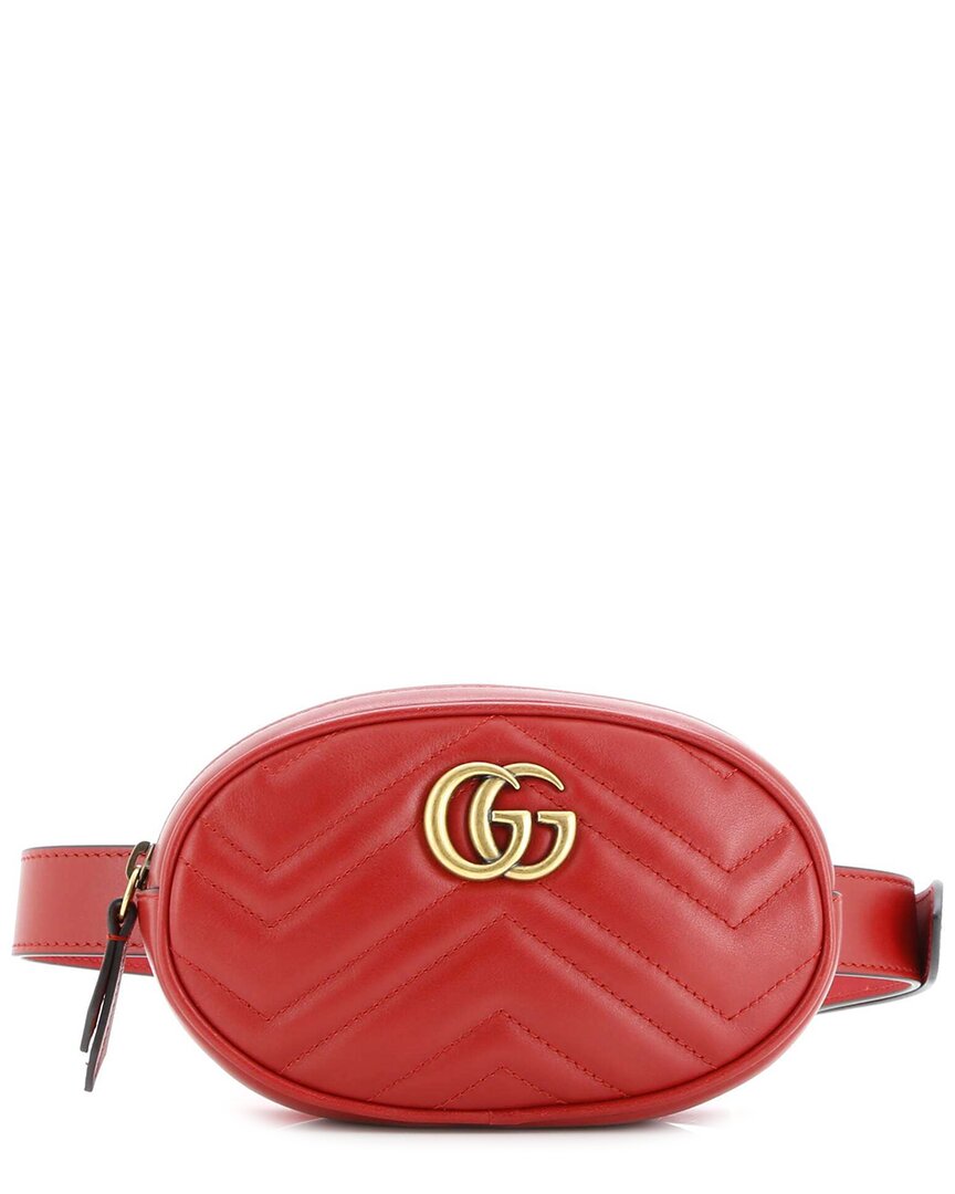Gucci Gg Marmont Belt Bag Matelassé Leather (authentic Pre-loved) In Red