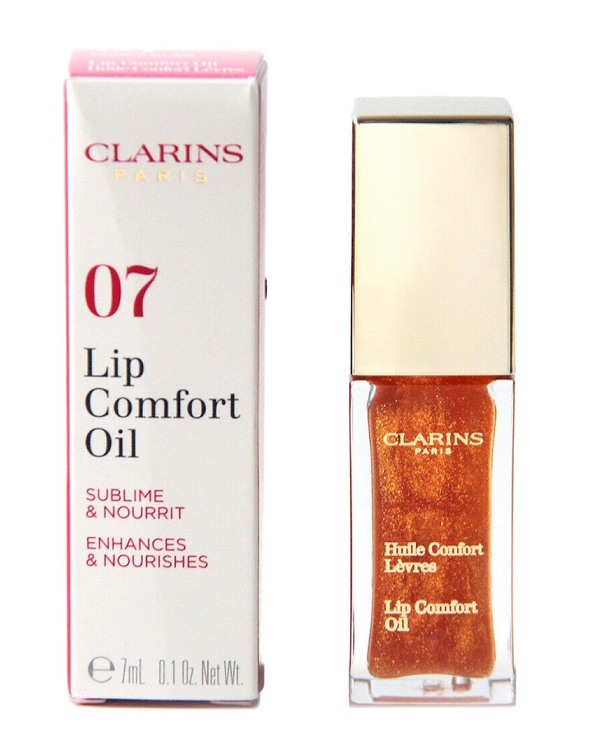 Clarins 0.1oz 07 Honey Glam Lip Comfort Oil In White