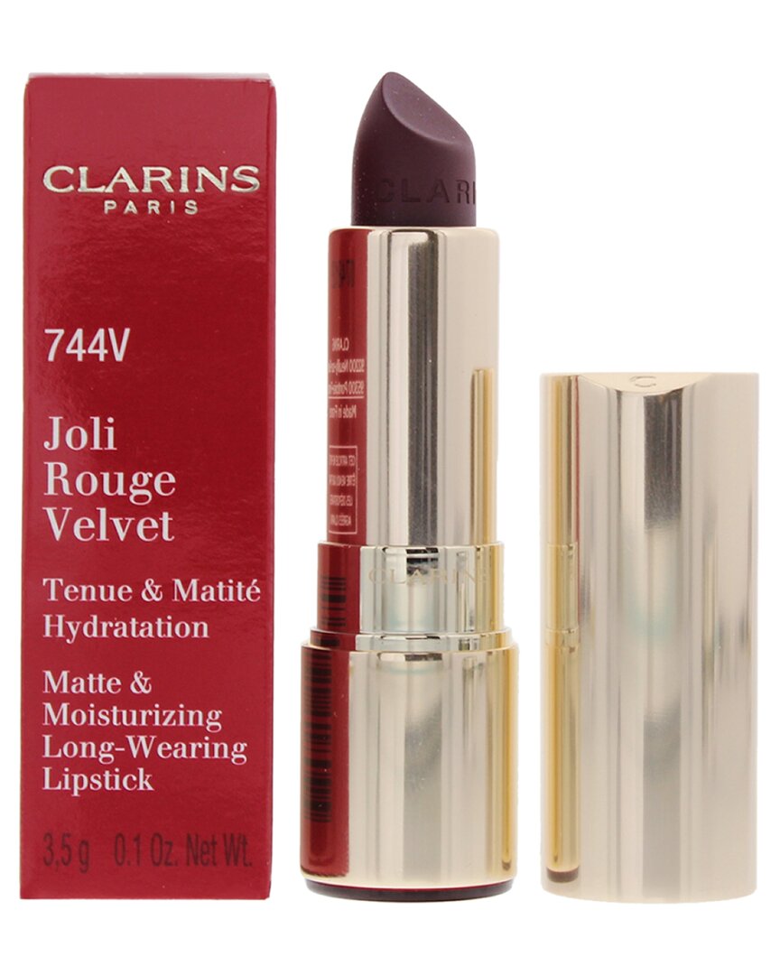 Clarins 0.1oz 744v Plum Joli Rouge Velvet Matte & Moisturizing Lipstick