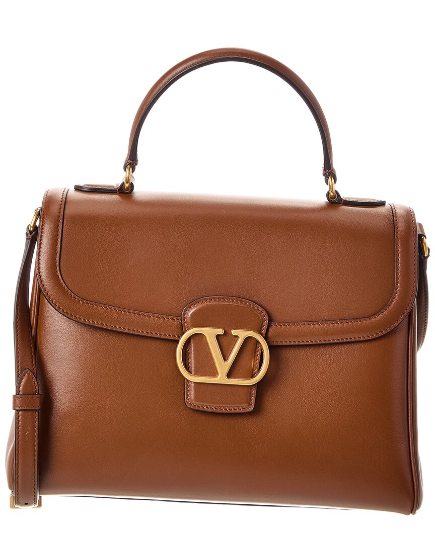 Valentino Garavani Valentino Vlogo Signature Leather Satchel In Brown