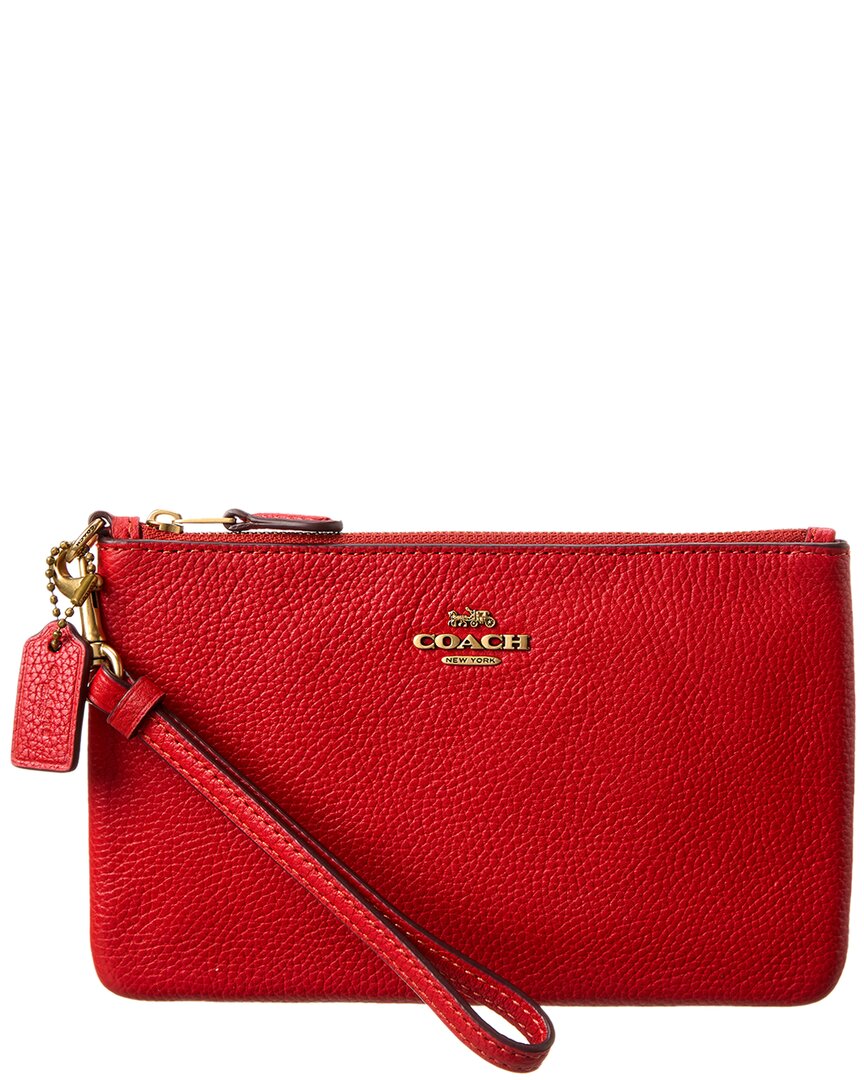 Coach Small Leather Wristlet In Red