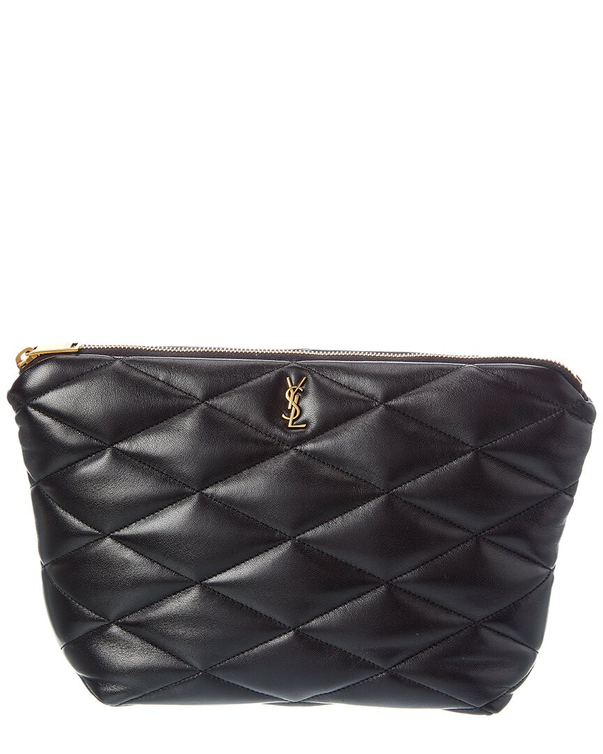 Saint Laurent Sade Quilted Leather Cosmetic Case In Black