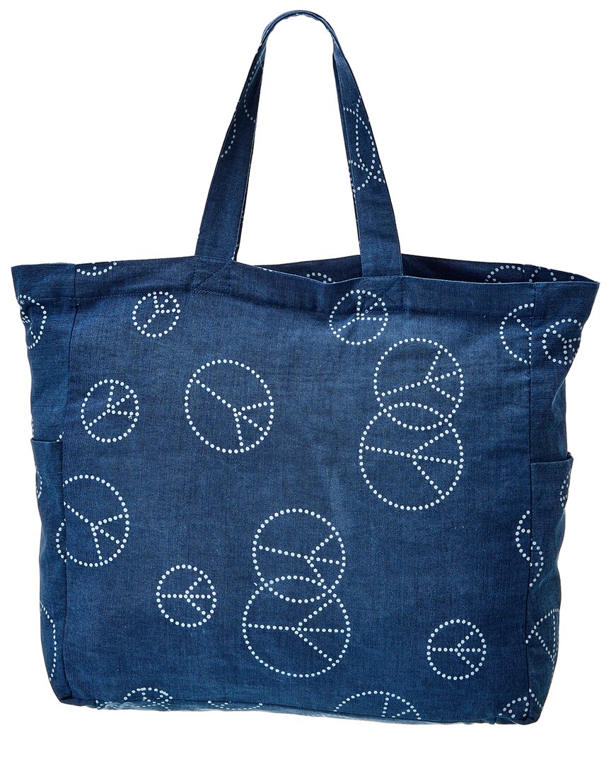 Free People Printed Canvas Tote In Blue