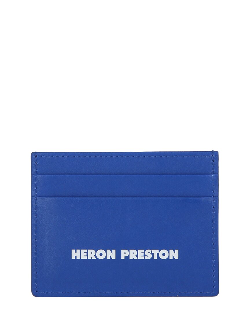 Shop Heron Preston Leather Card Holder In Blue
