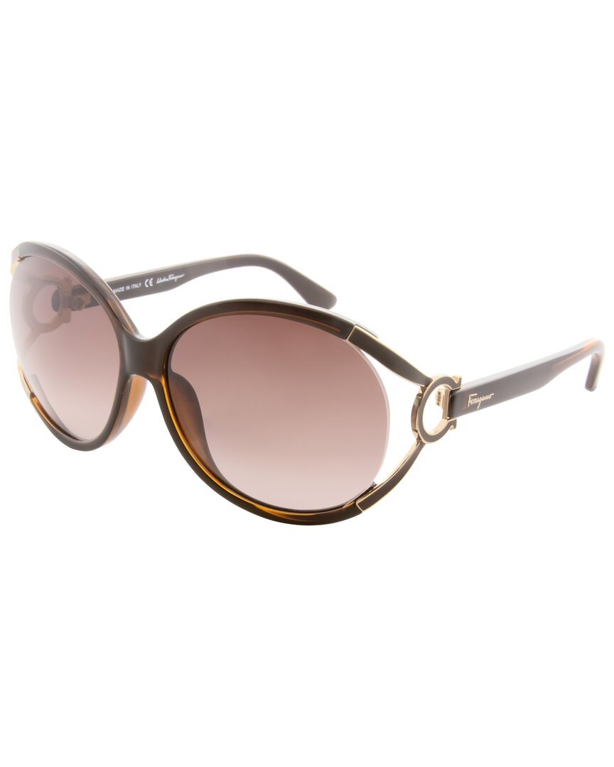 Ferragamo Brown Gradient Round Sunglasses Sf600s 220 61 In Brown / Dark