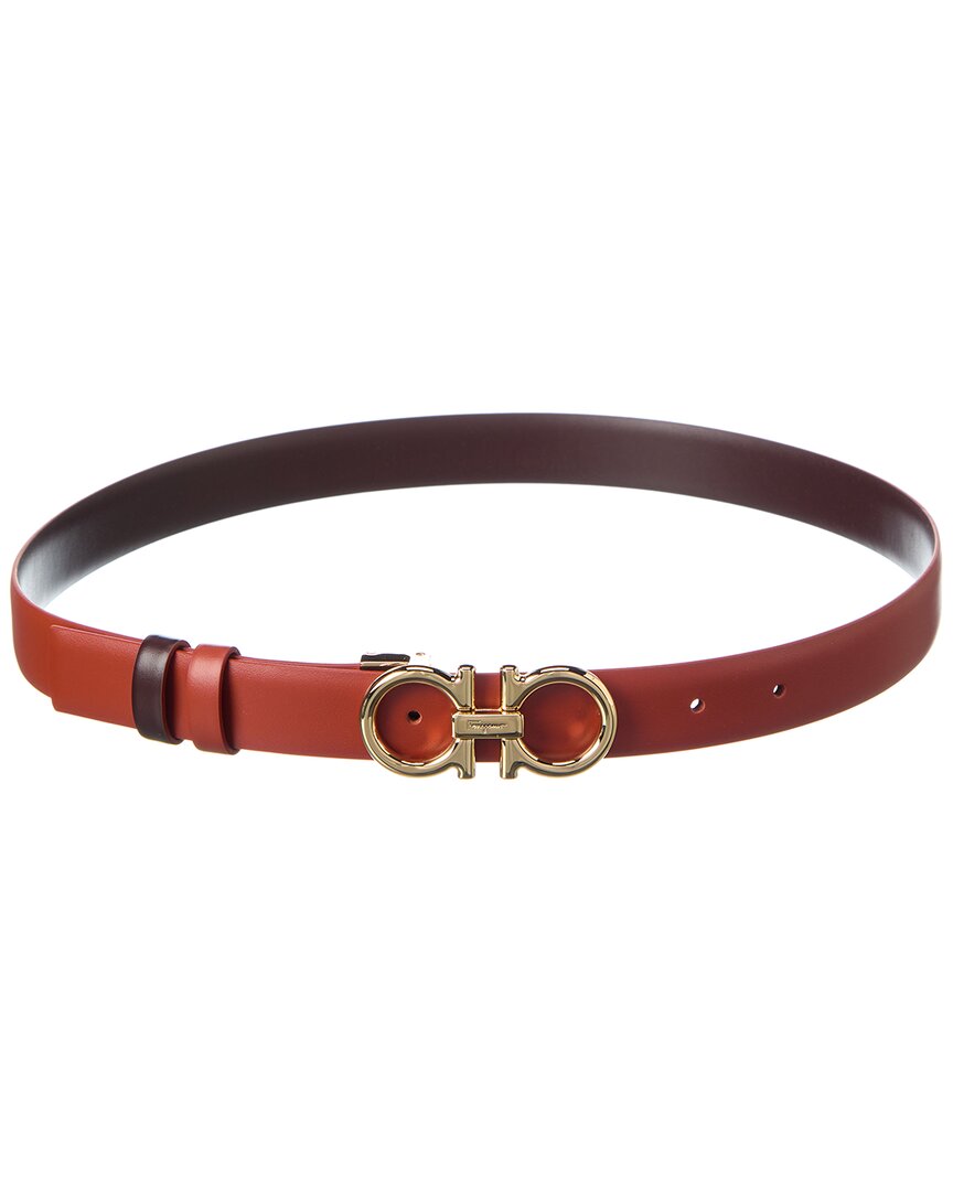 Shop Ferragamo Gancini Reversible & Adjustable Leather Belt In Red