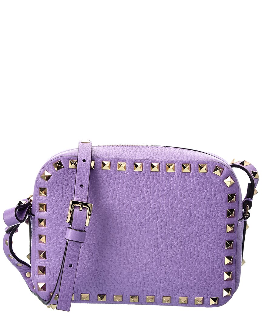 Valentino Purple Leather Rockstud Clutch Pouch