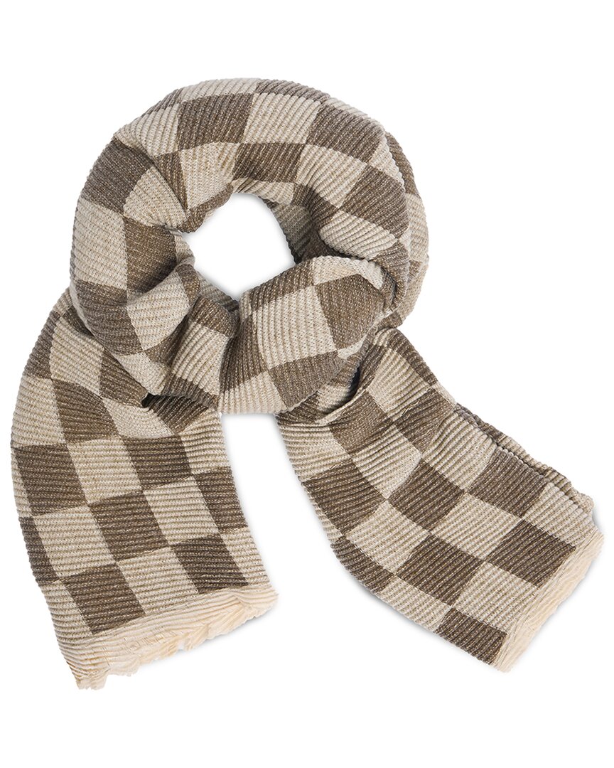 Saachi Crinkled Checkered Scarf In Brown