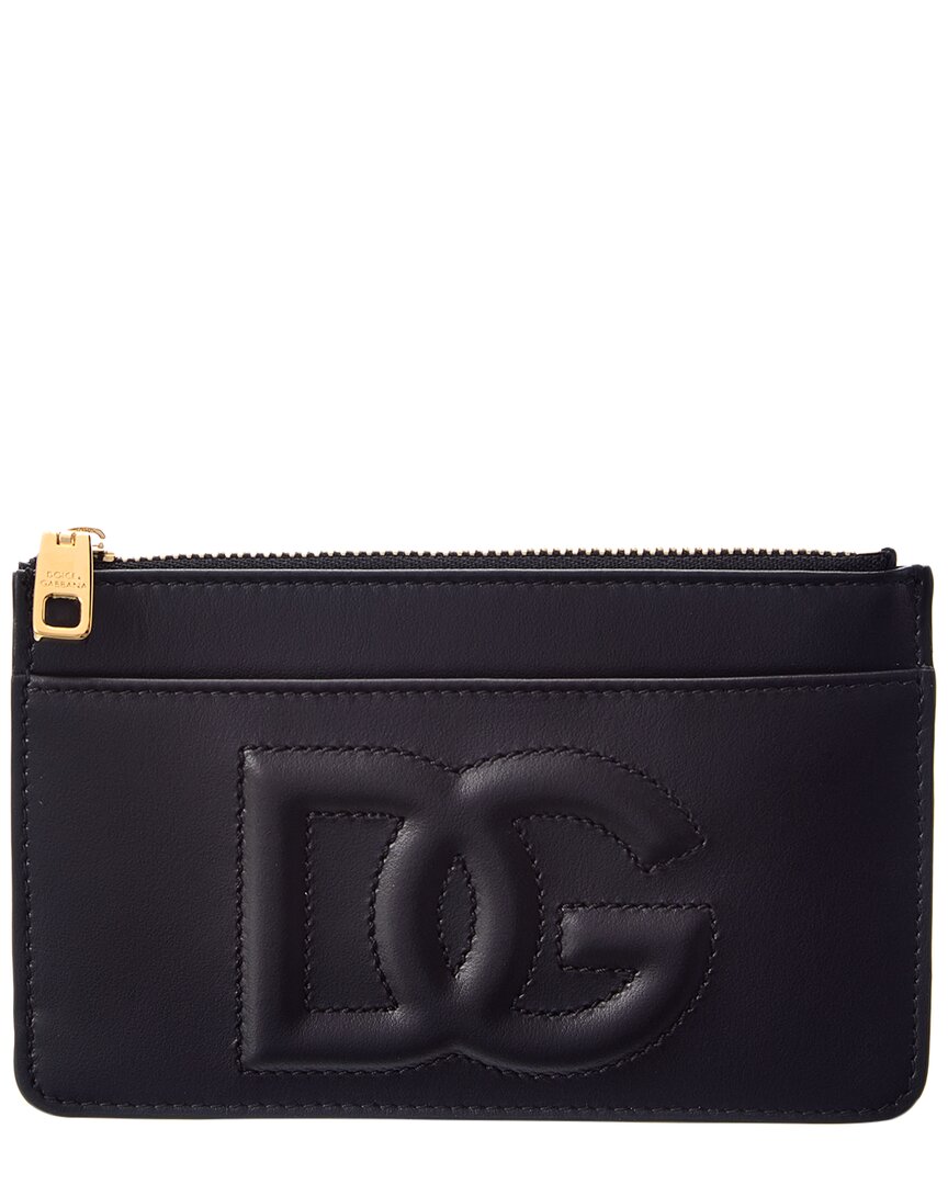 Dolce & Gabbana Dg Logo Medium Leather Card Holder In Black