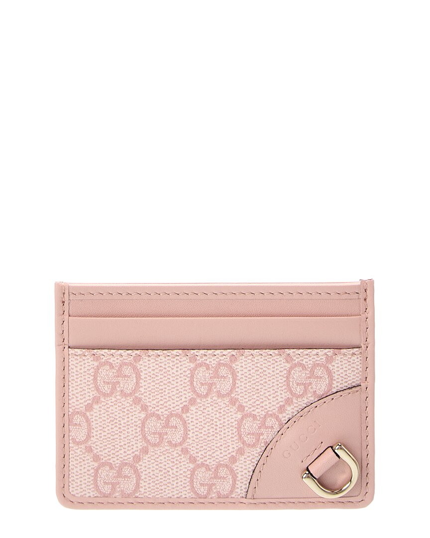 Gucci Gg Logo Leather Card Holder In Pink