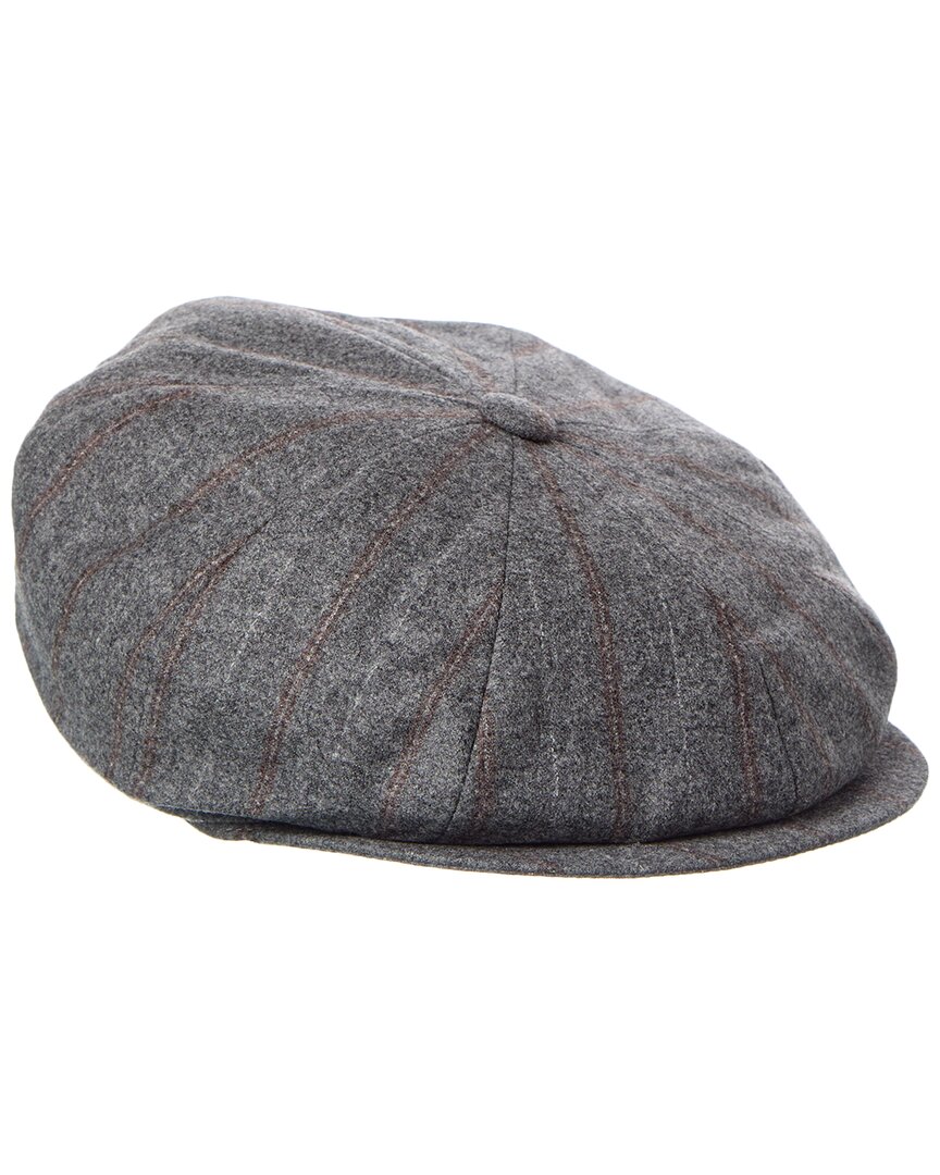 Brunello Cucinelli Dnu Inactive  Leather-trim Cap In Gray
