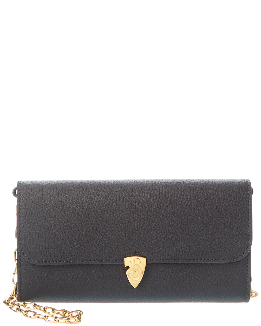 Burberry B Shield Leather Wallet On Chain In Black
