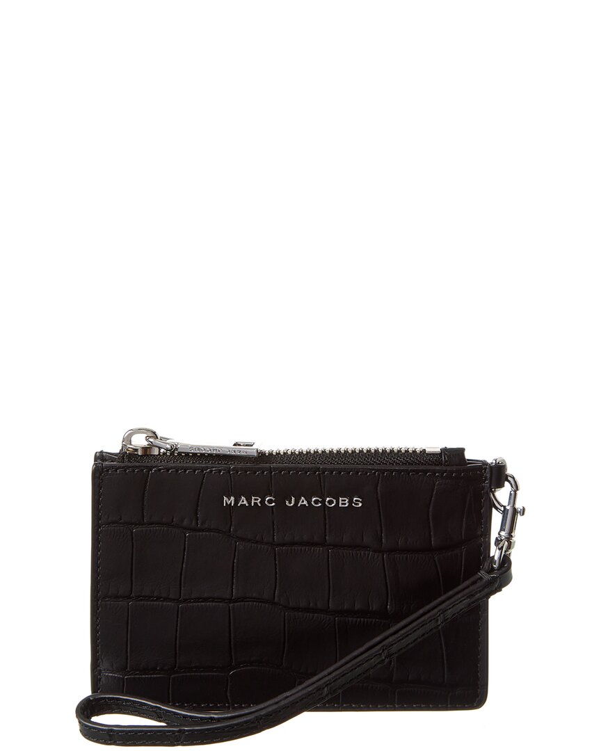 The Marc Jacobs Zip Croc-Embossed Leather Wallet Black