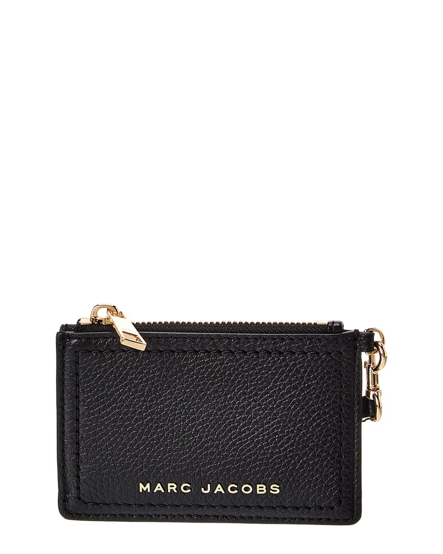 Marc Jacobs Top Zip Leather Wristlet In Black