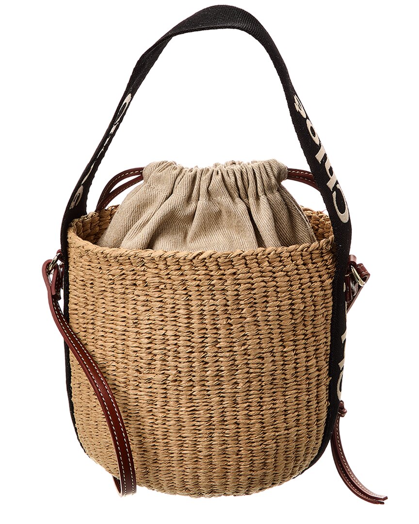 Chlo Woody Small Paper & Leather Bucket Bag