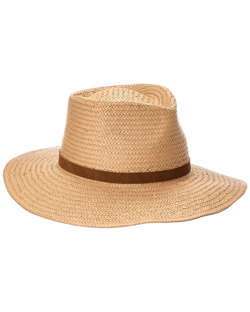 Vince Wide Brim Straw Fedora In Tan