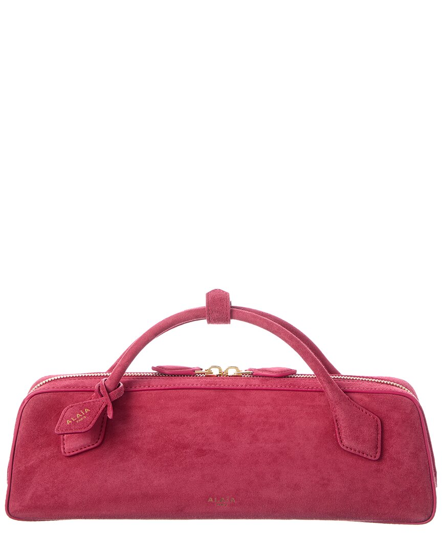 Alaïa Le Teckel Suede Clutch In Red