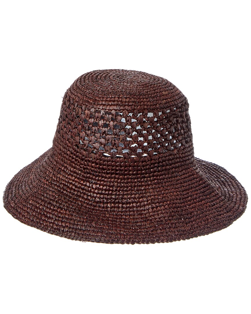 Bruno Magli Floppy Packable Crochet Sun Hat In Brown